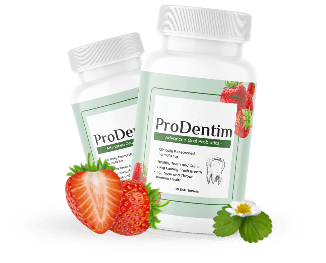 ProDentim bottle with strawberries